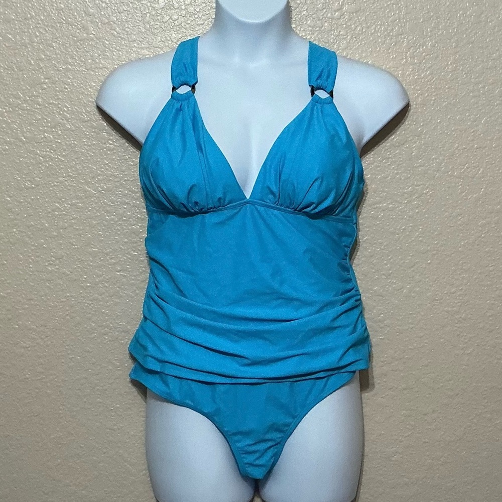 Blue Cross Back Tankini Swim Set.  NWOT